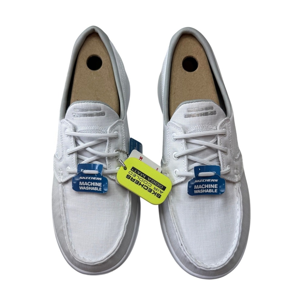 Skechers Go Walk Lite Isla White Boat Shoes 15433 Womens 10 NEW